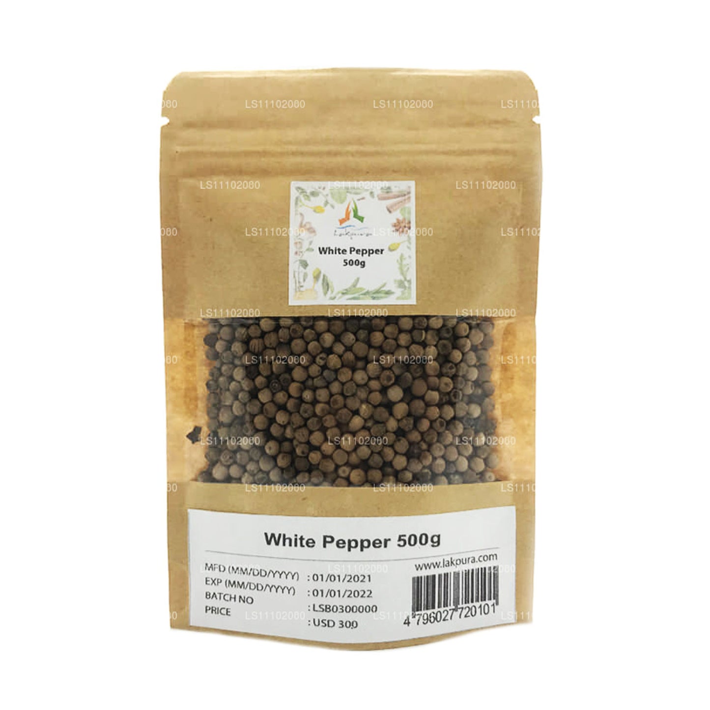 Lakpura White Pepper Whole (500g)