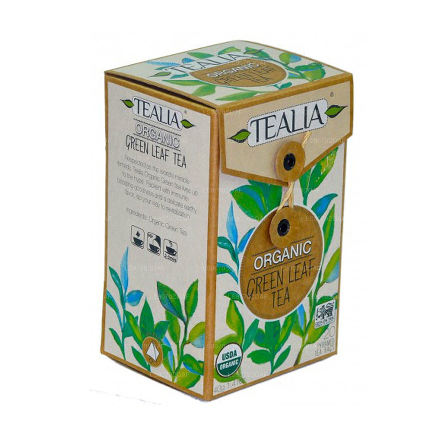 Tealia Organic Green Leaf Tea (40g) 20 Pyramid Tea Bags