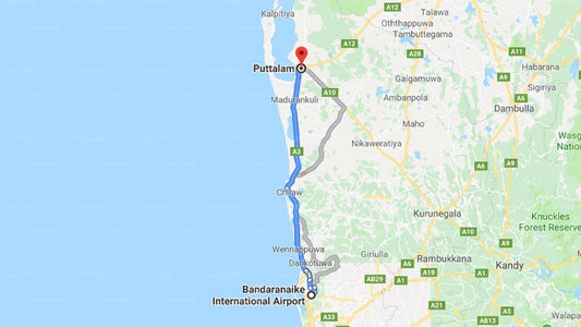 Colombo Airport (CMB) to Puttalam City Private Transfer