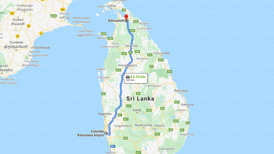 Ratmalana (RML) Airport to Kilinochchi City Private Transfer