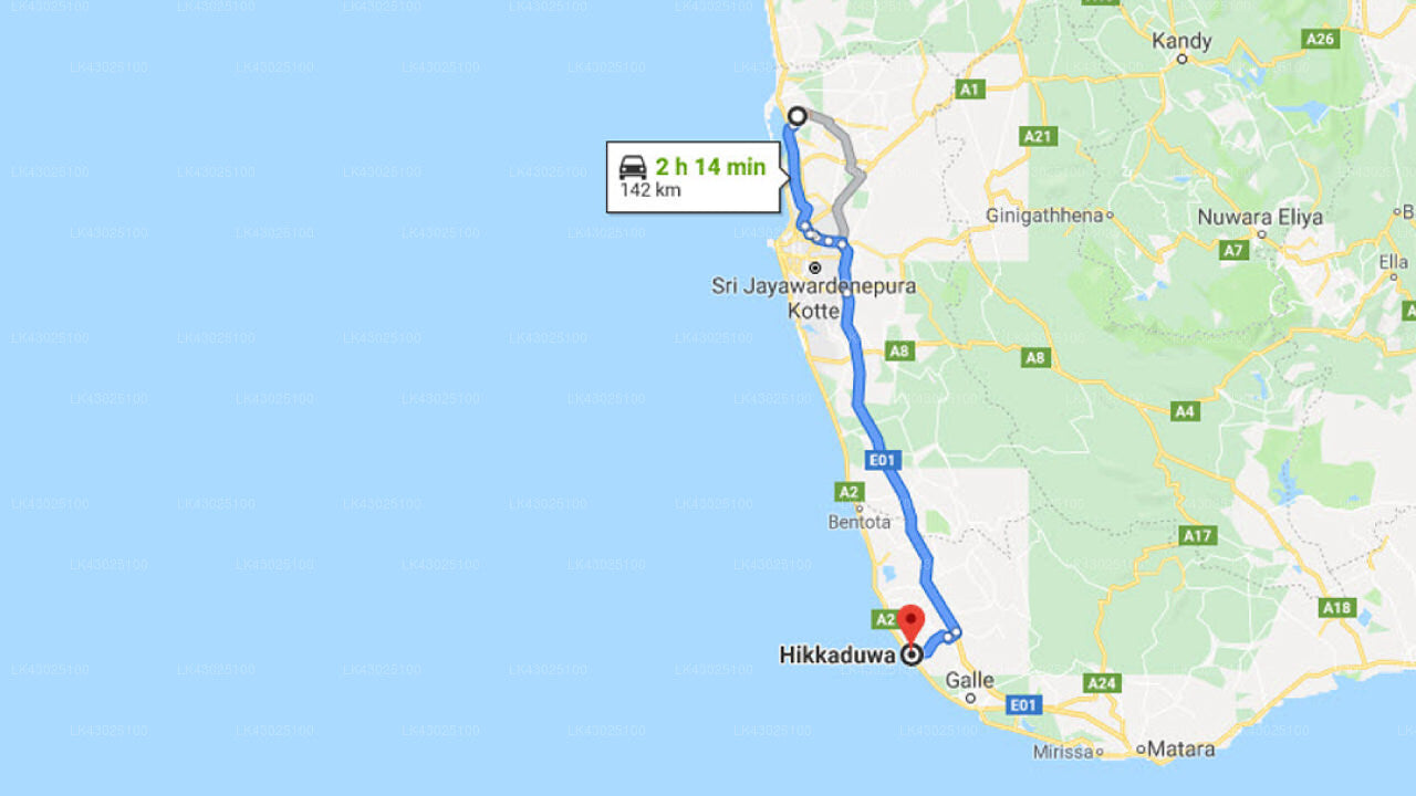 Transfer between Colombo (CMB) Airport and Citrus Hikkaduwa, Hikkaduwa