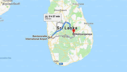 Transfer between Colombo Airport (CMB) and Sorabora Village Hotel, Mahiyanganaya