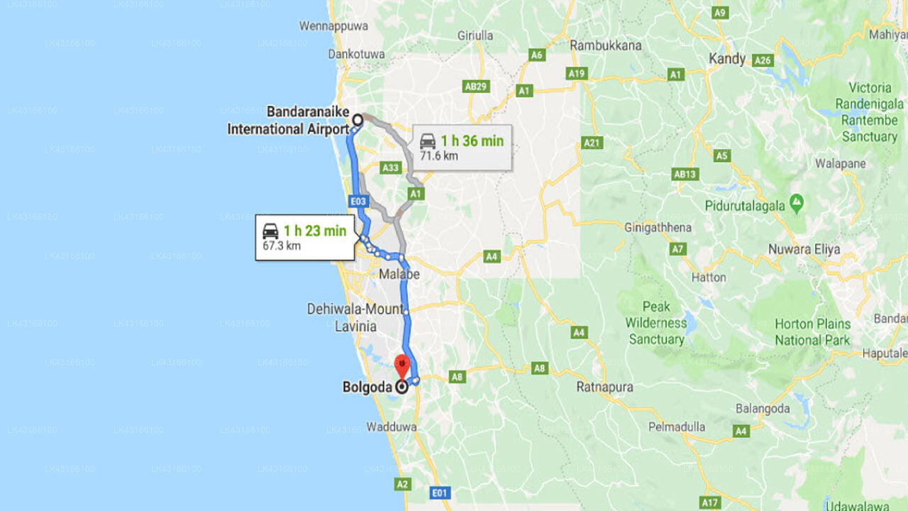 Transfer between Colombo Airport (CMB) and Citrus Aqua, Bolgoda