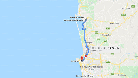 Transfer between Colombo Airport (CMB) and Chapelton House, Colombo