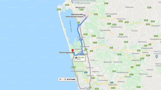 Transfer between Colombo Airport (CMB) and Una J Villa, Pamunugama