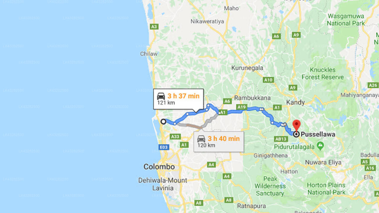 Transfer between Colombo Airport (CMB) and Hemingford, Pussellawa