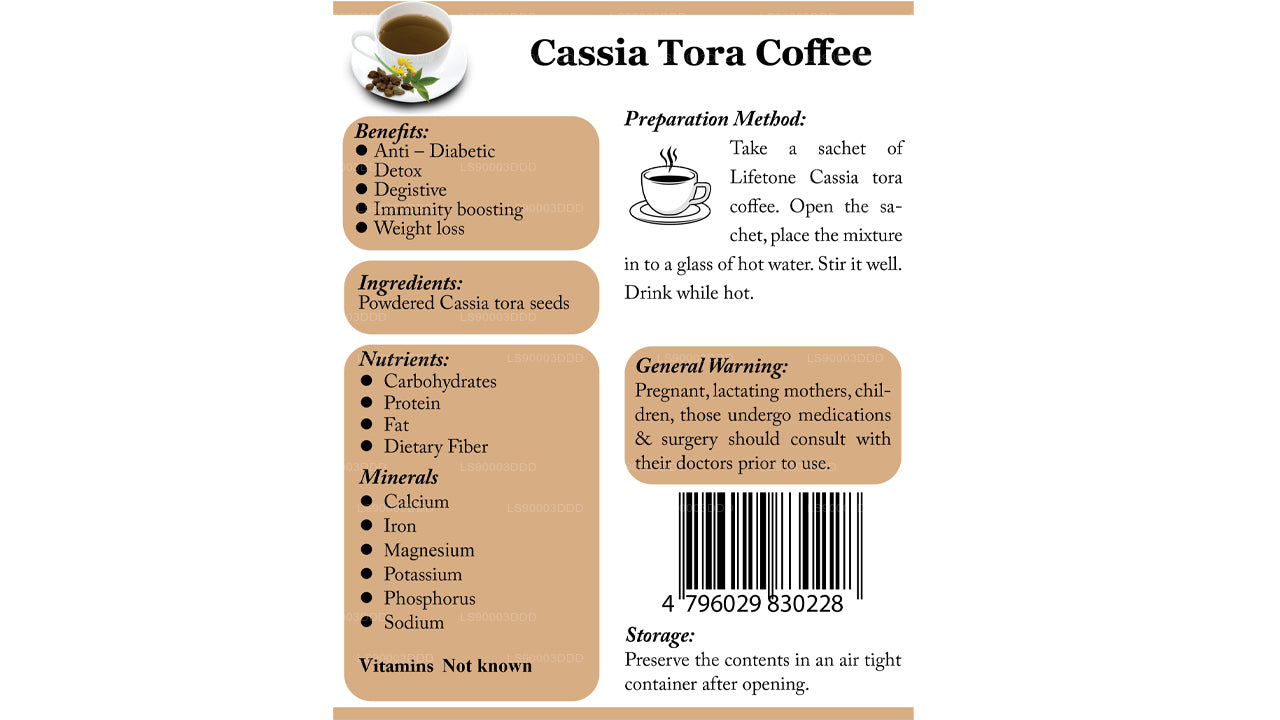 Lifetone Cassia Tora Coffee (40g) 20 Tea Bags